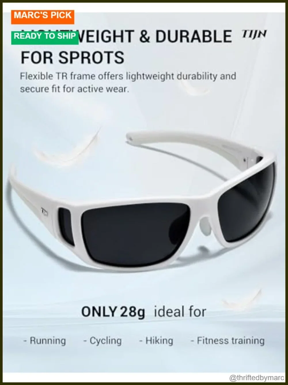 Polarized Sports Sunglasses TR90 Wraparound UV400 Lightweight